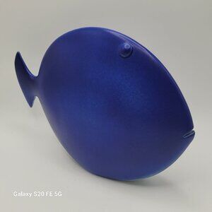 Contempory Ceramic Cobalt Blue Fish Statue